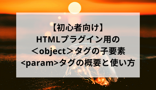 【初心者向け】HTMLプラグイン用の＜object＞タグの子要素＜param＞タグの概要と使い方