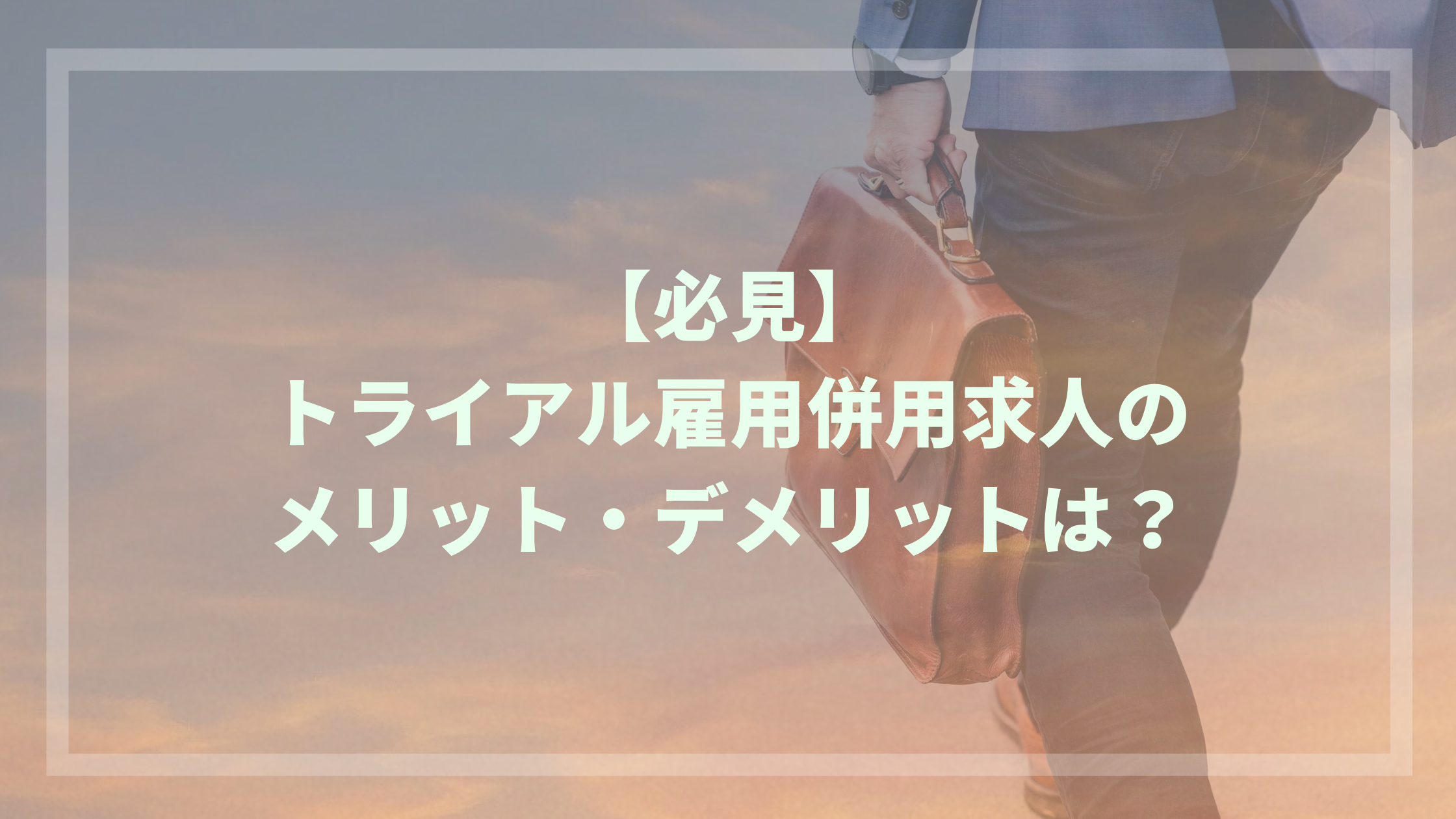 必見 トライアル雇用併用求人のメリット デメリットは ウェブカツblog